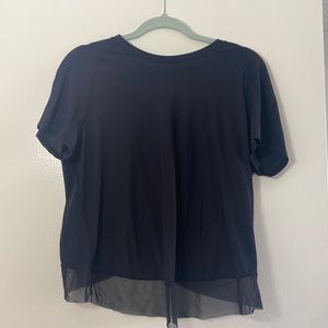 Black lululemon cross back top with mesh bottom